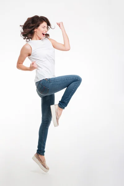 Cheerful woman celebrating her success — Stock Photo, Image