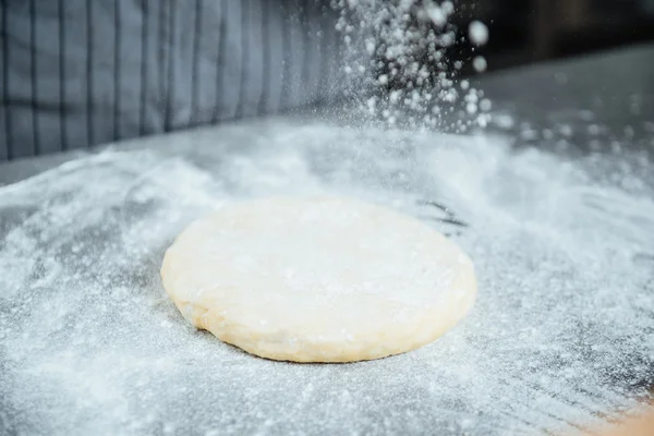 Fresh dough in white floor on the table — Stock Photo, Image