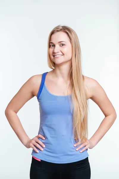 Gelukkig fitness vrouw kijken camera — Stockfoto