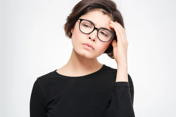 Woman standing with headache — Stock Photo, Image