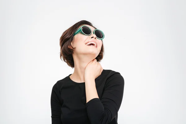 Szczęśliwa kobieta w okulary — Zdjęcie stockowe
