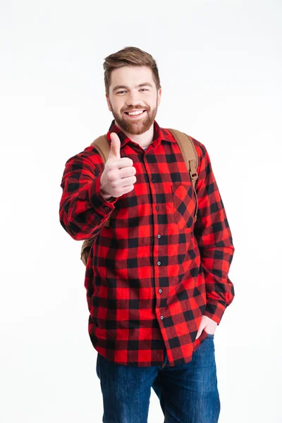 Sonriente hombre casual mostrando el pulgar hacia arriba —  Fotos de Stock