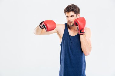 Kırmızı eldiven boks spor erkek portresi