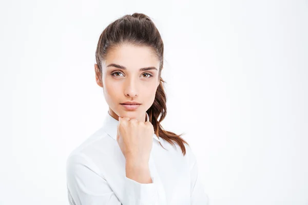 Glückliche Geschäftsfrau blickt in die Kamera — Stockfoto