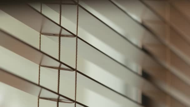 Close View Man Looking Blinds Standing Kitchen Home Morning — Stock Video