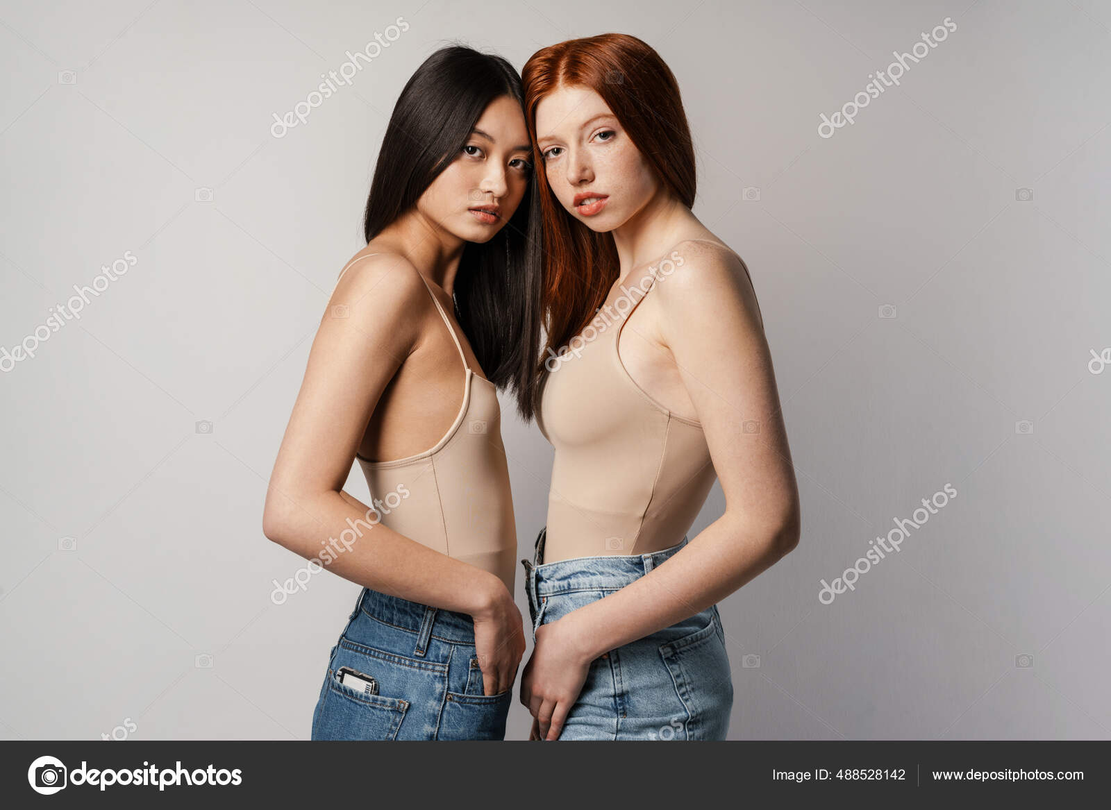 Two Women Posing In Lingerie Stock Photo, Picture and Royalty Free Image.  Image 38179427.