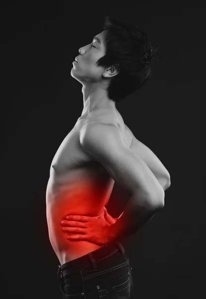 Asian man having pain isolated — Stock Photo, Image