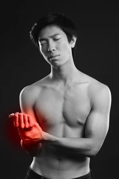 Asian man having pain isolated — Stock Photo, Image