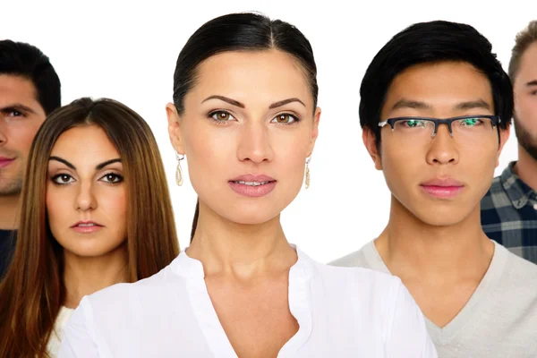 Group of a people on a white — Stock Photo, Image