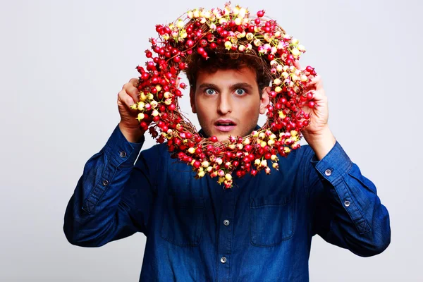 Handsome man with curly hair — Stock Photo, Image