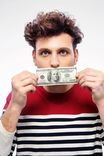 Hombre guapo con el pelo rizado aislado — Foto de Stock