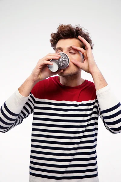 Handsome man with curly hair isolated — Stock Photo, Image