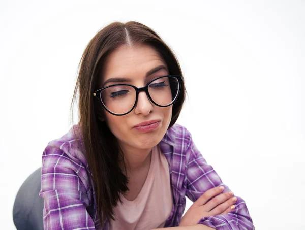 Jovem mulher fazendo cara engraçada — Fotografia de Stock