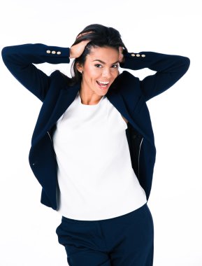 stüdyoda poz güzel iş kadını