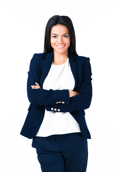 Cheerful businesswoman with arms folded — Stock Photo, Image