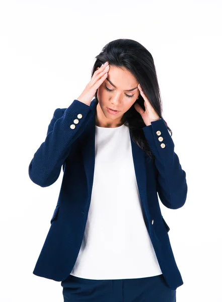Porträtt av en affärskvinna med huvudvärk — Stockfoto