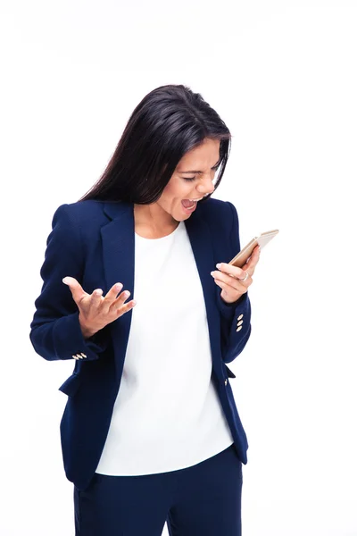 Mulher de negócios gritando ao telefone — Fotografia de Stock
