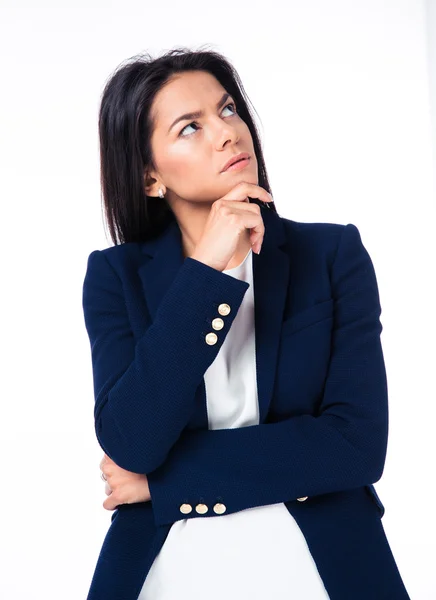 Retrato de uma empresária atenciosa olhando para cima — Fotografia de Stock