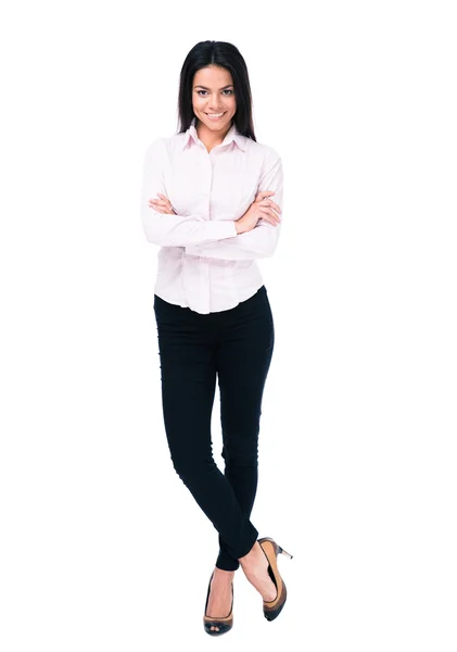 Retrato completo de una mujer de negocios feliz — Foto de Stock