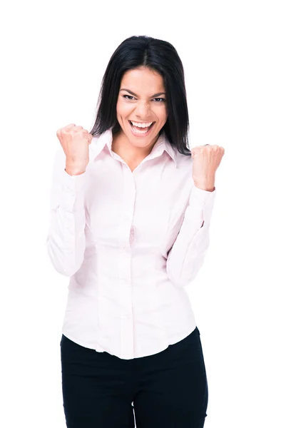 Happy businesswoman celebrating her winner — Stock Photo, Image