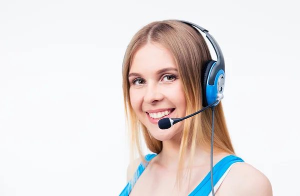 Glückliche Assistentin im Headset — Stockfoto