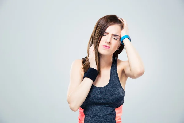 Wanita olahraga mengalami sakit kepala — Stok Foto