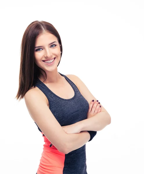 Fitness vrouw permanent met armen gevouwen — Stockfoto