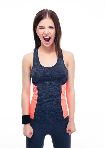 Portrait of a fitness young woman screaming — Stock Photo, Image