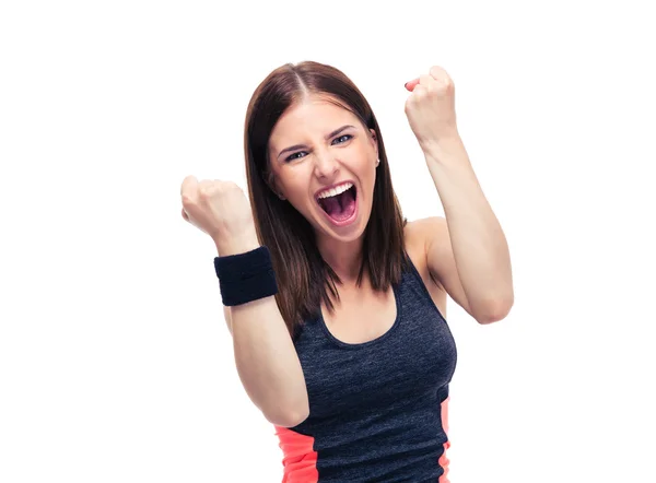 Sporty woman celebrating her victory — Stock Photo, Image