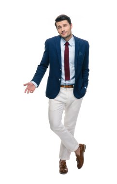 Yakışıklı işadamı omuzlarında shrugging