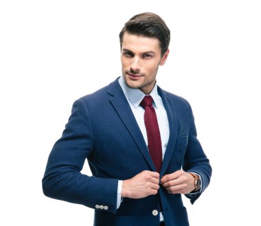 Elbise üzerinde koyarak emin iş adamı