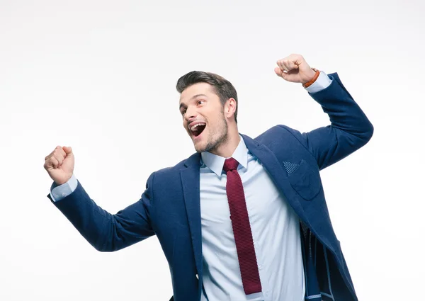 Felice uomo d'affari che celebra il suo successo — Foto Stock