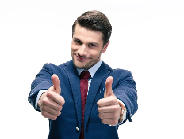 Businessman showing thumbs up sign — Stock Photo, Image