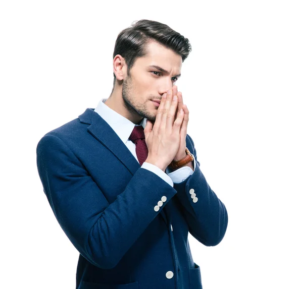 Retrato de um belo homem de negócios pensativo — Fotografia de Stock