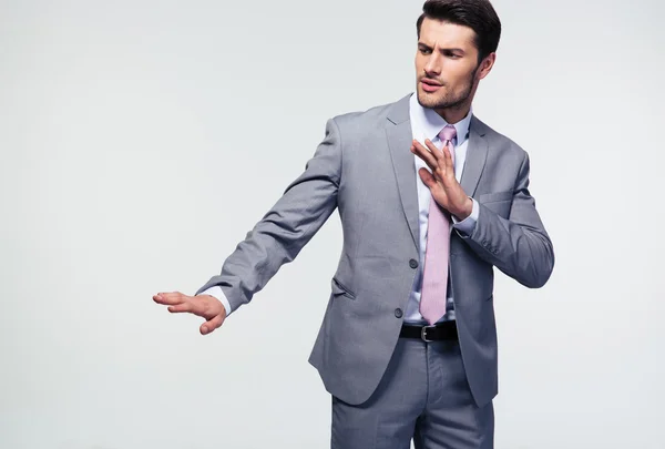 Businessman showing stop gesture — Stock Photo, Image