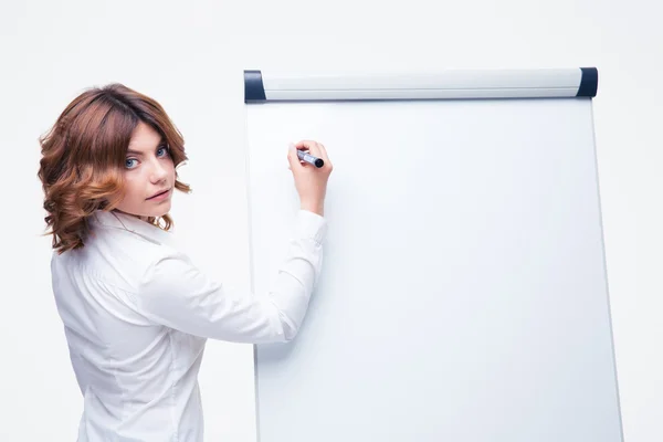 Businesswoman presenting strategy on flipchart — Stock Photo, Image