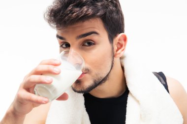 Sports man drinking milk clipart