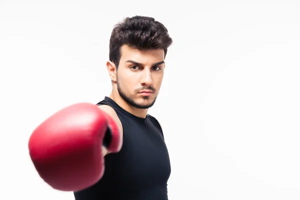 Boxeador masculino golpeando a cámara — Foto de Stock