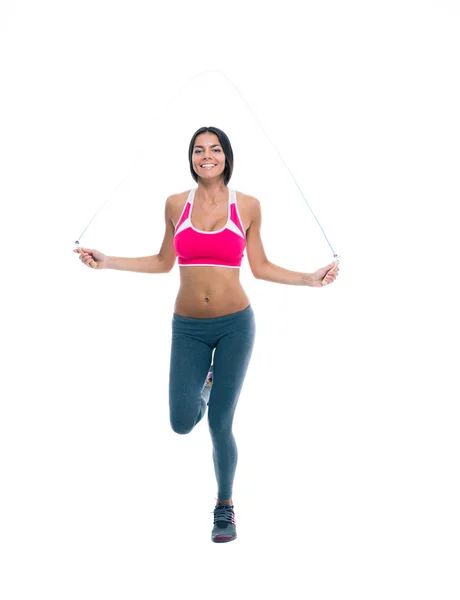 Entrenamiento de mujer deportiva con cuerda para saltar — Foto de Stock