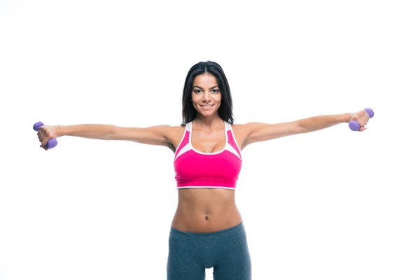 Entrenamiento de mujer deportiva con pesas — Foto de Stock