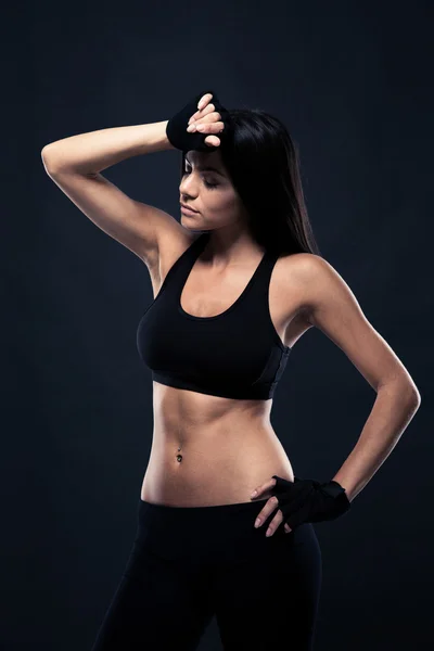 Portrait of a tired fitness woman — Stockfoto