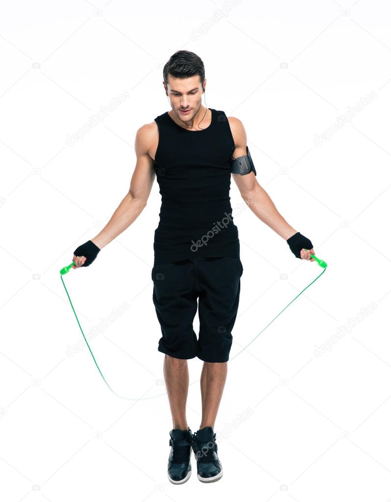 man jumping with skipping rope