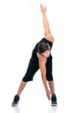 Fitness man doing exercises for warm up
