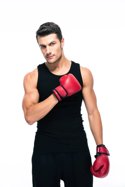Guapo deportista con guantes de boxeo — Foto de Stock