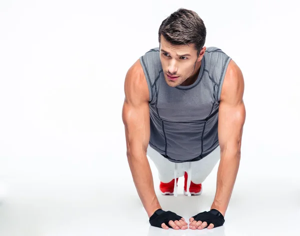 Fitness young man doing push ups — Stock Photo, Image