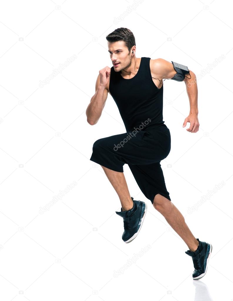 Fitness man running isolated