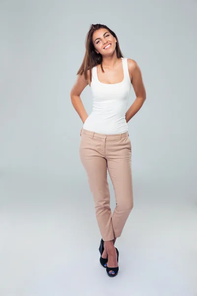 Full length portrait of a casual happy woman — Stock Photo, Image