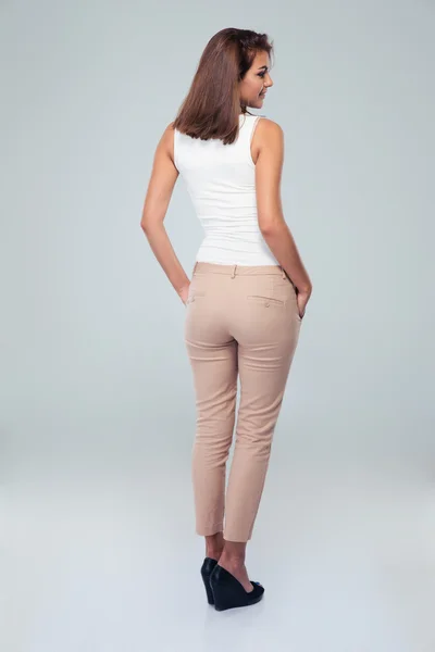 Back view portrait of a casual woman — Stock Photo, Image