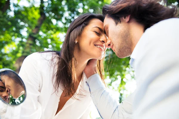 Young romantic couple bonding affectionatley — Stok fotoğraf