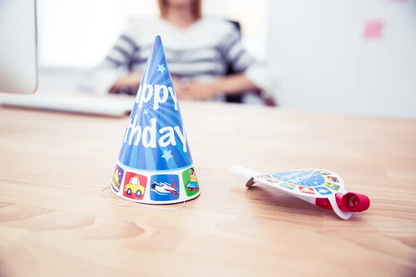 Birthday hat and whistle — Stok fotoğraf